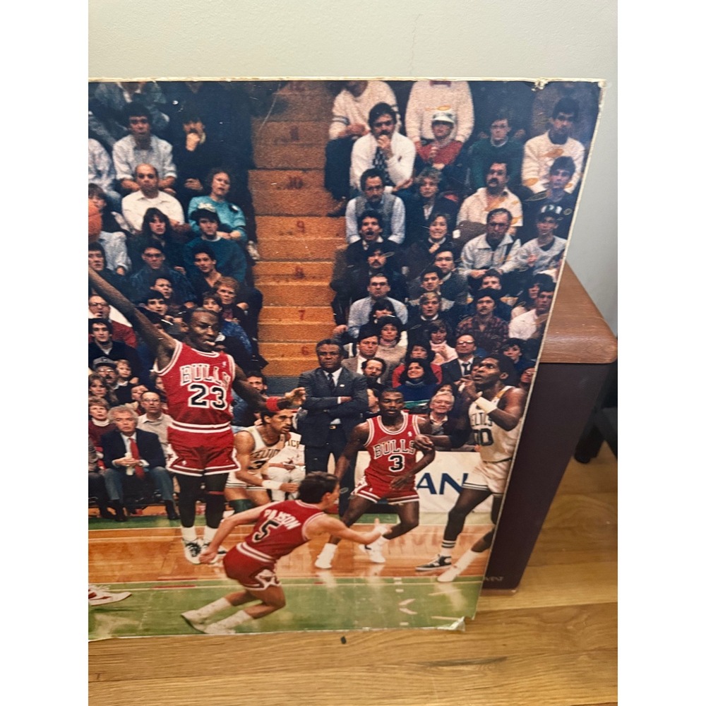 VTG 1980s Michael Jordan Chicago Bulls Basketball Poster Board‎ Art Red OS - Picture 3 of 5